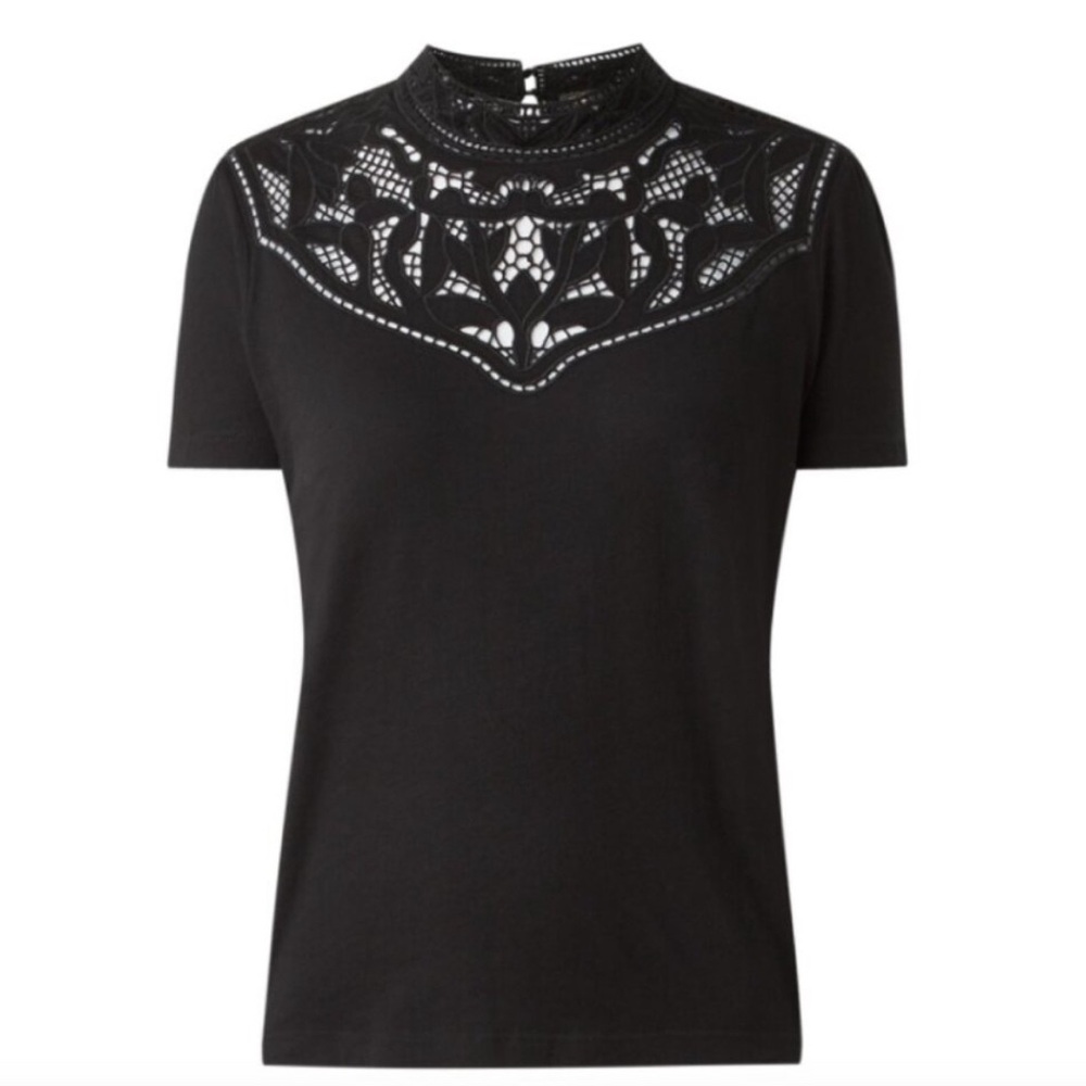 Maje Black Top With Lace Detail New W Tag Maje Size 3 🖤
